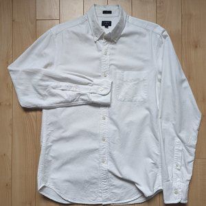 J Crew Men's Long Sleeve Button Up Oxford Shirt, Small, White